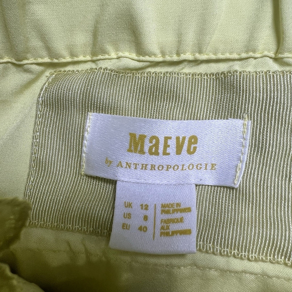 Anthropologie Maeve Tiered Lace Eyelet Dress Chartreuse Yellow Sz 8 Midi Flowy - Picture 16 of 16